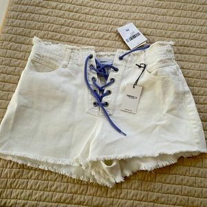White High Waisted Jean Shorts